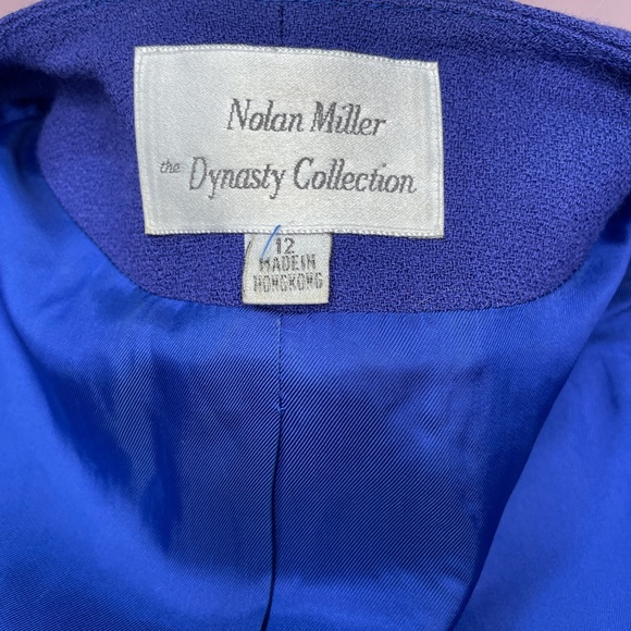 Vintage Sequin Rhinestone Blazer Wool Royal Blue black sequin rhinestone detail - Picture 7 of 11